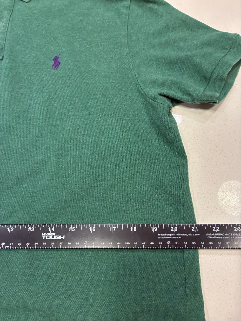 Ralph Lauren Green Polo with Purple Pony Emblem